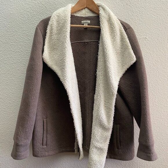 L.L. Bean Jacket Faux Sherpa Trim Open Front 290355 EUC Size XL EUC - Picture 1 of 4